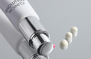 Photo of Mary Kay Clinical Solutions™ Retinol 0.5 on mirror with three pea-sized drops of the product